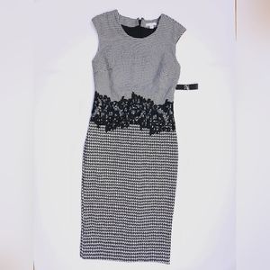 New York & Co. NWT Black White Houndstooth Lace Sheath Dress XS